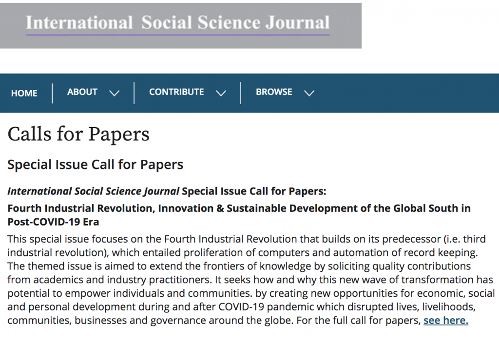 Read more about the article Fourth Industrial Revolution, Innovation & Sustainable Development of the Global South in Post-COVID-19 Era
