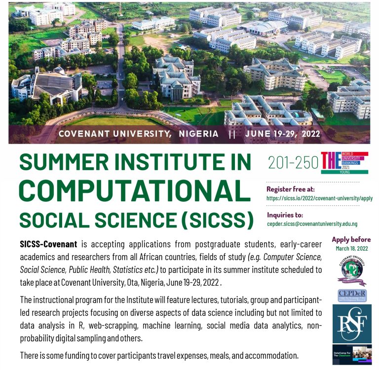 CEPDeR is hosting SICSS in Covenant University