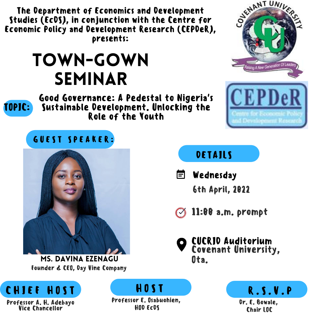 Read more about the article CEPDeR in conjuction with Covenant University Economics Department presents Town and Gown series